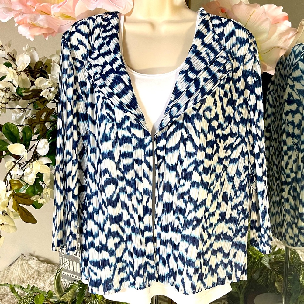 Chico’s Blue and White Print Jacket